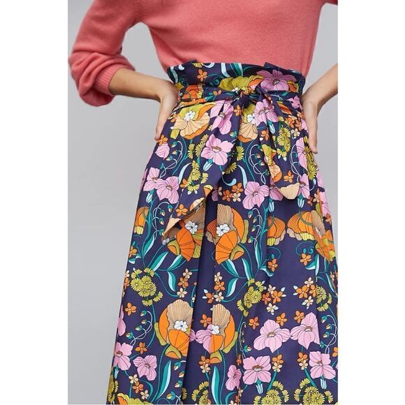 NEW Anthropologie Corey Lynn Calter Kyla Floral Organic Paperbag Skirt Size 4 - Picture 4 of 4